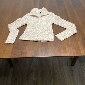Zara Leopard Print Cream Button Down Shirt